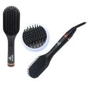 evvoli Hair Straightening Brush, Ceramic Coated Metal Comb, PTC Heater, Tourmaline On Ceramic Coating, Use by Cord or Cordless - EVHC-HB66B
