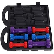 ULTIMAX Dumbbell Hand Weight Set With Carry Case, Vinyl / Neoprene Dipping Dumbbells Set Assorted Colors for home gym - 6KG