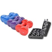 ULTIMAX Dumbbell Hand Weight Set With Carry Case, Vinyl / Neoprene Dipping Dumbbells Set Assorted Colors for home gym - 6KG