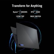 Asus ROG Flow X16 GV601RM-M6095W Gaming Laptop - Ryzen 7 3.2GHz 16GB 1TB 6GB Win11 16inch QHD+ Grey NVIDIA GeForce RTX 3060 English/Arabic Keyboard