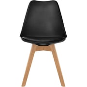 Galaxy Design Modern Dining Chair Plastic Shell With Leather Cushion on Seat & Wooden Legs Black Color Size L x W x H 41 x 40 x 83 cm Model - GDF-JEAM2.
