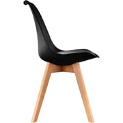 Galaxy Design Modern Dining Chair Plastic Shell With Leather Cushion on Seat & Wooden Legs Black Color Size L x W x H 41 x 40 x 83 cm Model - GDF-JEAM2.