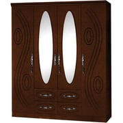 Galaxy Design 4 Door Wooden Cupboard Wardrobe With 4 Drawers With Mirror Brown Color Size L x W x H 150 x 55 x 200 cm Model - GDF-8821.