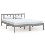 vidaXL Bed Frame Grey Solid Pinewood 140x200 cm