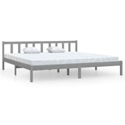 vidaXL Bed Frame Grey Solid Pinewood 200x200 cm