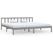 vidaXL Bed Frame Grey Solid Pinewood 180x200 cm 6FT Super King UK