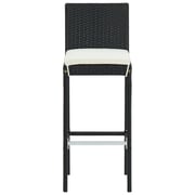 vidaXL Garden Bar Stools with Cushions 4 pcs Black Poly Rattan