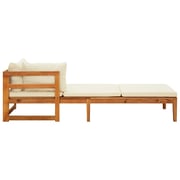 vidaXL Sun Lounger with 1 Armrest Cream White Solid Acacia Wood