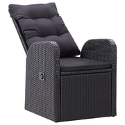 vidaXL Reclining Garden Chairs 2 pcs with Cushions Poly Rattan Black