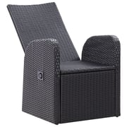vidaXL Reclining Garden Chairs 2 pcs with Cushions Poly Rattan Black