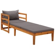 vidaXL Sun Lounger with Dark Grey Cushions Solid Acacia Wood