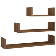vidaXL Wall Display Shelves 3 pcs Brown Oak Engineered Wood