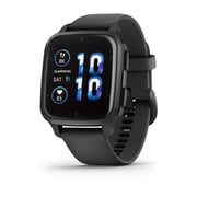 Garmin Venu SQ 2 Music Edition Smartwatch Slate Bezel with Black Case and Silicone Band