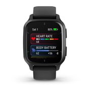 Garmin Venu SQ 2 Music Edition Smartwatch Slate Bezel with Black Case and Silicone Band