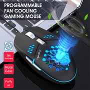 HXSJ J400 Wired Gaming Mouse 6 Buttons Ergonomic Mouse with Cooling Fan 6-level Adjustable DPI for Desktop Laptop Black