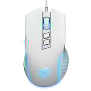 HXSJ X100 Wired Gaming Mouse Ergonomic Gaming Office Mouse 7-color Breathing Light Effect 4-gear Adjustable DPI White