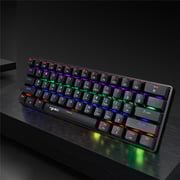 HXSJ V900 Wired 61-key Compact Mechanical Keyboard RGB Backlit Keyboard N-key Rollover Blue Switch Double Shot Keycaps, Black