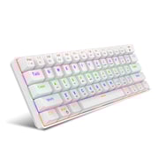 HXSJ V900 لوحة مفاتيح ميكانيكية سلكية مدمجة بـ 61 مفتاح لوحة مفاتيح بإضاءة خلفية RGB لوحة مفاتيح N- مفتاح تمرير أزرق مزدوج، أبيض