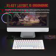 HXSJ V900 لوحة مفاتيح ميكانيكية سلكية مدمجة بـ 61 مفتاح لوحة مفاتيح بإضاءة خلفية RGB لوحة مفاتيح N- مفتاح تمرير أزرق مزدوج، أبيض