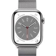 Apple Watch Series 8 GPS + Cellular 45mm Silver Stainless Steel Case with Silver Milanese Loop – Middle East Version