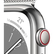 Apple Watch Series 8 GPS + Cellular 45mm Silver Stainless Steel Case with Silver Milanese Loop – Middle East Version