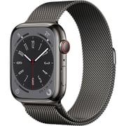 Apple Watch Series 8 GPS + Cellular 45mm Graphite Stainless Steel Case with Graphite Milanese Loop – Middle East Version