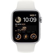 Apple Watch SE GPS + Cellular 44mm Silver Aluminum Case with White Sport Band - Regular – Middle East Version
