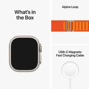 Apple Watch Ultra GPS + Cellular, 49mm Titanium Case with Orange Alpine Loop - Small – Middle East Version