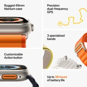 Apple Watch Ultra GPS + Cellular, 49mm Titanium Case with Orange Alpine Loop - Medium – Middle East Version