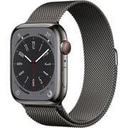 Apple Watch Series 8 GPS + Cellular 41mm Graphite Stainless Steel Case with Graphite Milanese Loop – Middle East Version