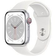 Apple Watch Series 8 GPS + Cellular 41mm Silver Aluminum Case with White Sport Band - Regular – Middle East Version