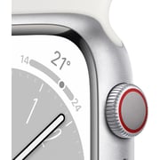 Apple Watch Series 8 GPS + Cellular 41mm Silver Aluminum Case with White Sport Band - Regular – Middle East Version