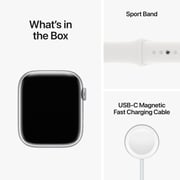 Apple Watch Series 8 GPS + Cellular 41mm Silver Aluminum Case with White Sport Band - Regular – Middle East Version