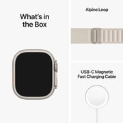 Apple Watch Ultra GPS + Cellular, 49mm Titanium Case with Starlight Alpine Loop - Medium – Middle East Version