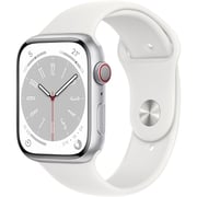 Apple Watch Series 8 GPS + Cellular 45mm Silver Stainless Steel Case with White Sport Band - Regular