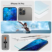 Spigen GLAStR EZ FIT designed for iPhone 14 PRO Screen Protector (2022) Premium Tempered Glass - Case Friendly with Sensor Protection [2 PACK]
