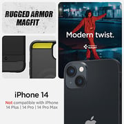 Spigen Rugged Armor (MagFit) compatible with MagSafe designed for iPhone 14 case cover (2022) - Matte Black