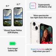 Apple iPhone 14 Plus بذاكرة تخزين داخلية سعة 512 جيجابايت لون ضوء النجوم - إصدار دولي