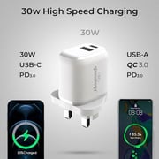 Glassology 30W USB A & C Dual Fast Charger Compact Smart Travel Wall Charger, 2 Port PD 3.0 USB C Power Adapter White