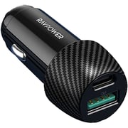 Ravpower 2-Port Car Charger + Lightning Cable 1m Black