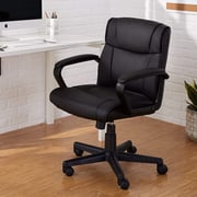Galaxy Design Heavy Duty Leather Padded Mid Back Home Office Desk Chair With Armrest Black Color Size L x W x H 50 x 55 x 98 cm Model - GDF-J033.