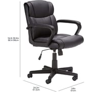 Galaxy Design Heavy Duty Leather Padded Mid Back Home Office Desk Chair With Armrest Black Color Size L x W x H 50 x 55 x 98 cm Model - GDF-J033.