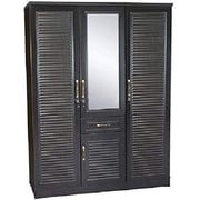 Galaxy Design Three Door Wooden Wardrobe / Cabinet With Mirror & Lockable Drawers Stripe Design Wenge Color Size L x W x H 150 X 55 X 210 cm Model - GDF8872