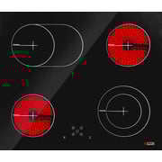 Milton 4 Burners Built-in Hob Ceramic Electric Vitro Glass, 4 High-Light Cook Zone, Front Touch Control Panel, Size 60 x 60 cm Black Color Model - MHV606B - 1 Year Warranty.