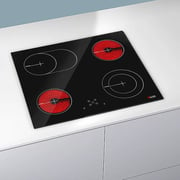 Milton 4 Burners Built-in Hob Ceramic Electric Vitro Glass, 4 High-Light Cook Zone, Front Touch Control Panel, Size 60 x 60 cm Black Color Model - MHV606B - 1 Year Warranty.