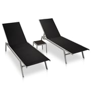 vidaXL Sun Loungers 2pcs With Table Steel & Textilene