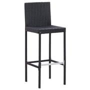 vidaXL 5 Piece Outdoor Bar Set Poly Rattan and Wood Acacia Black