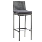 vidaXL 7 Piece Outdoor Bar Set with Cushions Poly Rattan Grey