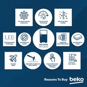 Beko 550L Top Mount Refrigerator, NeoFrost Dual Cooling, Silver - RDNT550XS