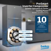 Beko 550L Top Mount Refrigerator, NeoFrost Dual Cooling, Silver - RDNT550XS